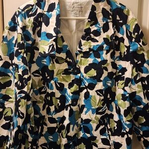 Sag Harbor Women's Floral Blazer - Blue, Green, Black